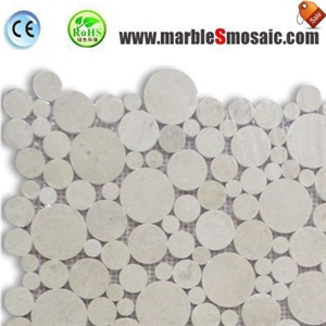 Beige Marble Bubble Round Mosaic Tile