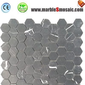China Hexagon Black Marble Mosaic
