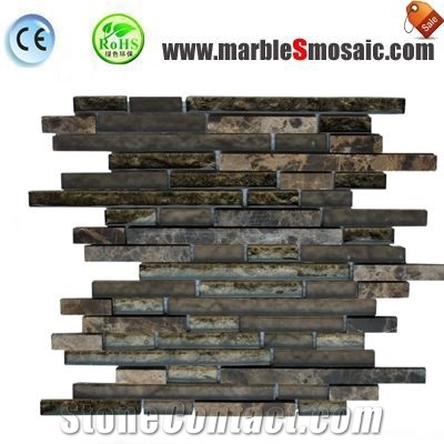 Glass and Brown Marble Mosaic Panel