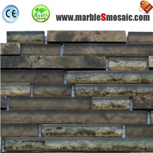 Glass and Brown Marble Mosaic Panel