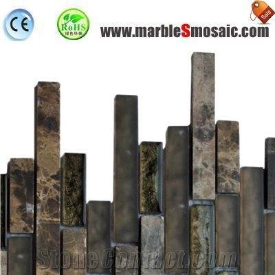 Glass and Brown Marble Mosaic Panel