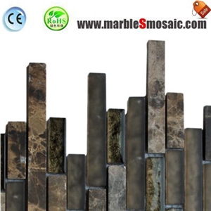 Glass and Brown Marble Mosaic Panel