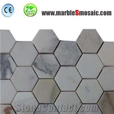 Hexagon Calacatta Gold Marble Mosaic Sheet