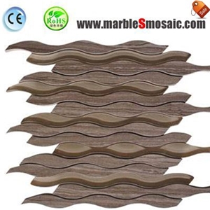 Sea Weave Brown Marble Mosaic Tile Panel
