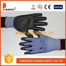 Grey Chineema&Lycra Fiber Mixed Seamless Glove,With Black Pu Grey Chineema&Lycra Fiber Mixed Seamless Glove,With Black Pu