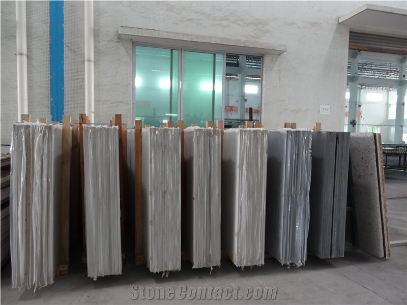 High Quality White Quartz Stone Countertop with Grey Veins