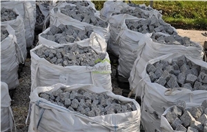 Grey Granite Cobble Stone Road Pavement