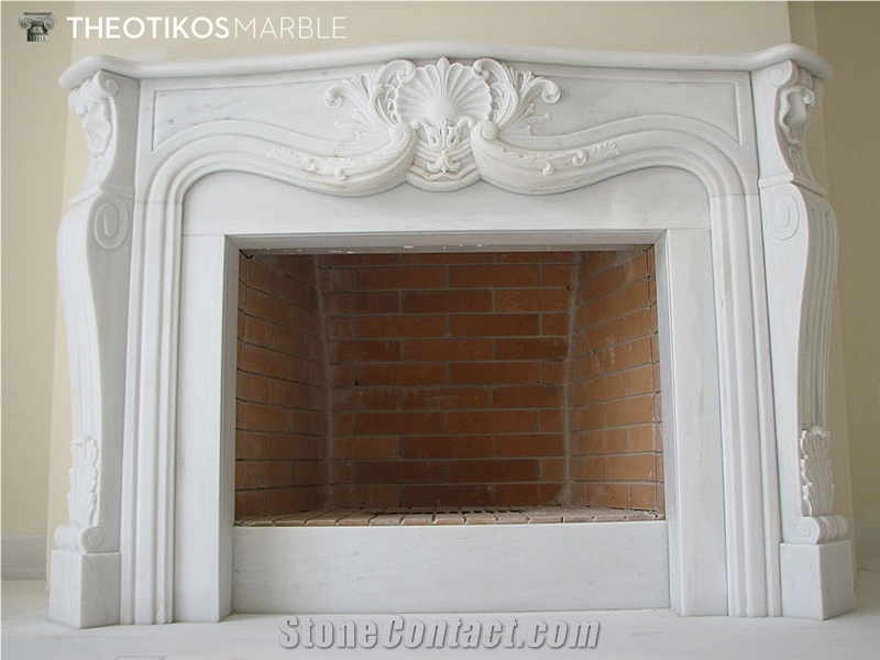 White Marble Carved Fireplace Classic Style Mantels