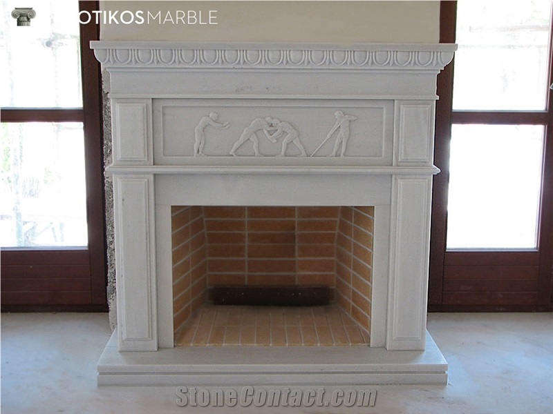 White Marble Carved Fireplace Classic Style Mantels