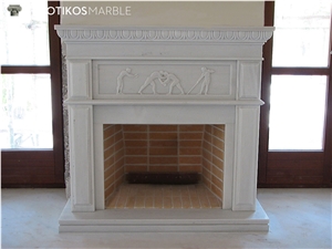 White Marble Carved Fireplace Classic Style Mantels