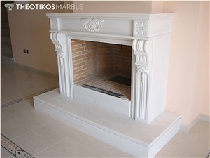 White Marble Carved Fireplace Classic Style Mantels