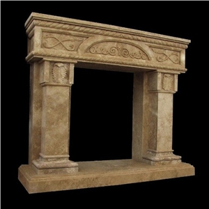 Fireplace Tostony - Carved Durango Chocolate Travertine Fireplace Tostony - Carved Durango Chocolate Travertine