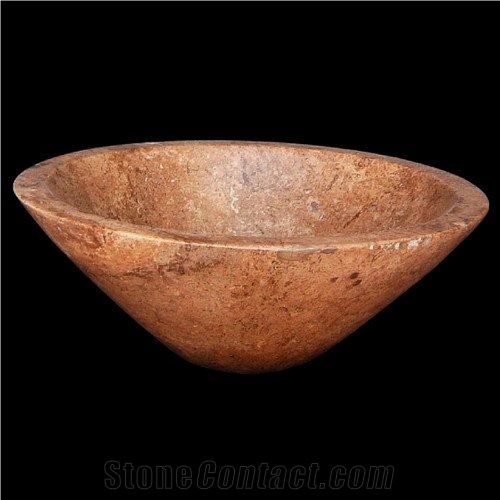 Red Arizona Travertine Fabriano Vessel Sink