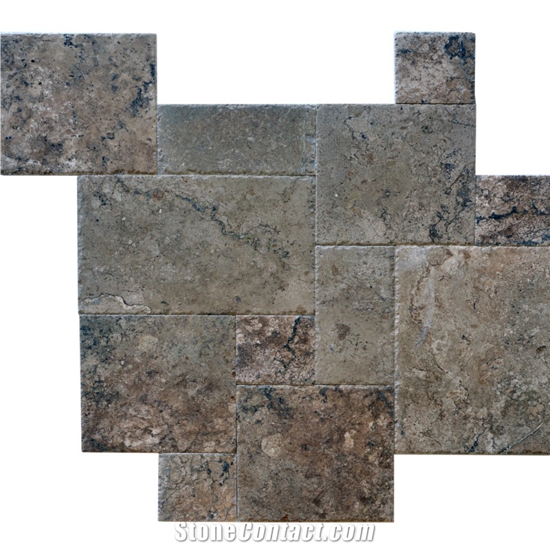 Black Walnut Travertine Brushed, Chiseled 1.2cm 8x8 Pattern