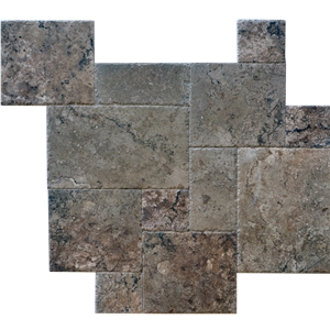 Black Walnut Travertine Brushed, Chiseled 1.2cm 8x8 Pattern Black Walnut Travertine Brushed, Chiseled 1.2cm 8x8 Pattern