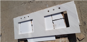 Bathroom Tops with Bianco Sivec Marble, Double Sink Vanity Top