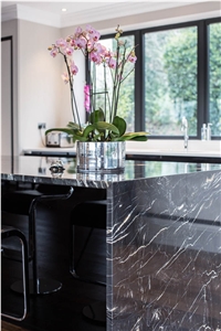 Polished Titanium Granite Island with a Downstand