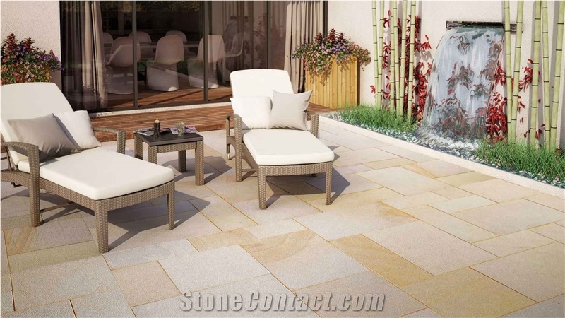 Golden Sunset Sandstone Patio Terrace Pattern Pavement