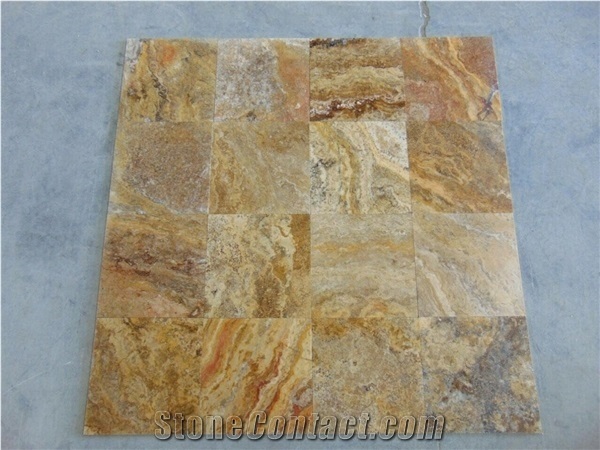 Scabas Travertine Tumbled Tiles, Turkey Gold Travertine