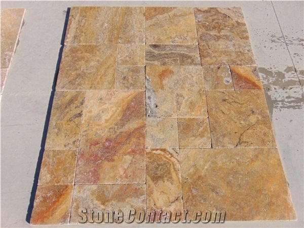 Scabas Travertine Tumbled Tiles, Turkey Gold Travertine