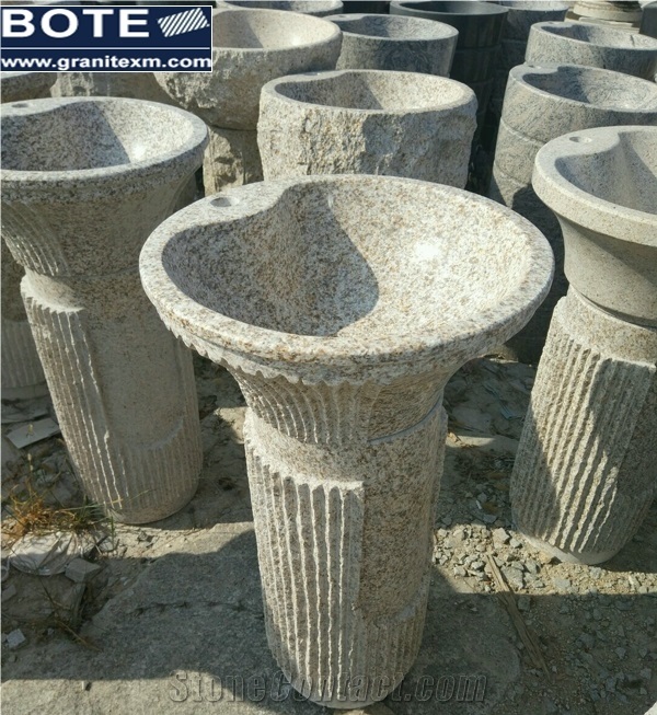 G682 Gold Yellow China Granite Pedestal Basins Sinks