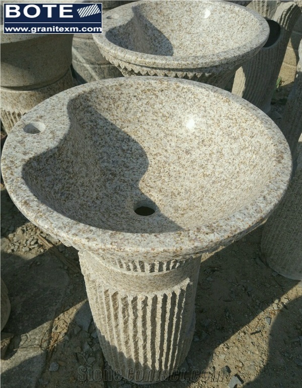 G682 Gold Yellow China Granite Pedestal Basins Sinks