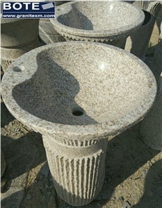 G682 Gold Yellow China Granite Pedestal Basins Sinks