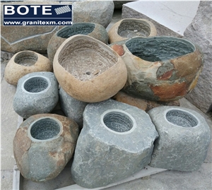 Natural Stone Cobblestone River Stone Flower Pot Landscaping Planter