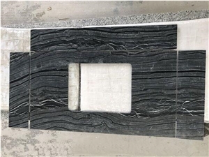 Black Ancient Wood Grain Vein Marble Bathroom Vanity Tops,Bath Tops