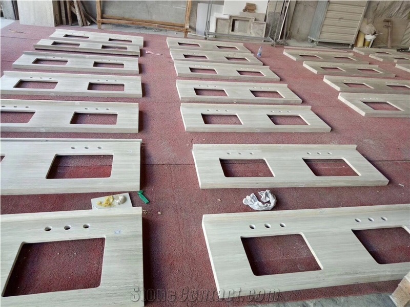 Custom Bathroom Vanity Tops,White Wooden Marble Bathroom Countertops