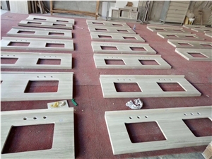 Custom Bathroom Vanity Tops,White Wooden Marble Bathroom Countertops