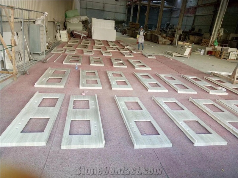 Custom Bathroom Vanity Tops,White Wooden Marble Bathroom Countertops