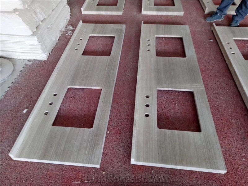 Custom Bathroom Vanity Tops,White Wooden Marble Bathroom Countertops