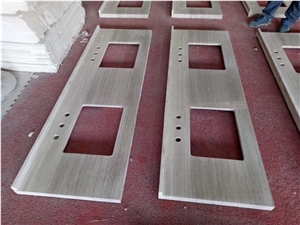 Custom Bathroom Vanity Tops,White Wooden Marble Bathroom Countertops