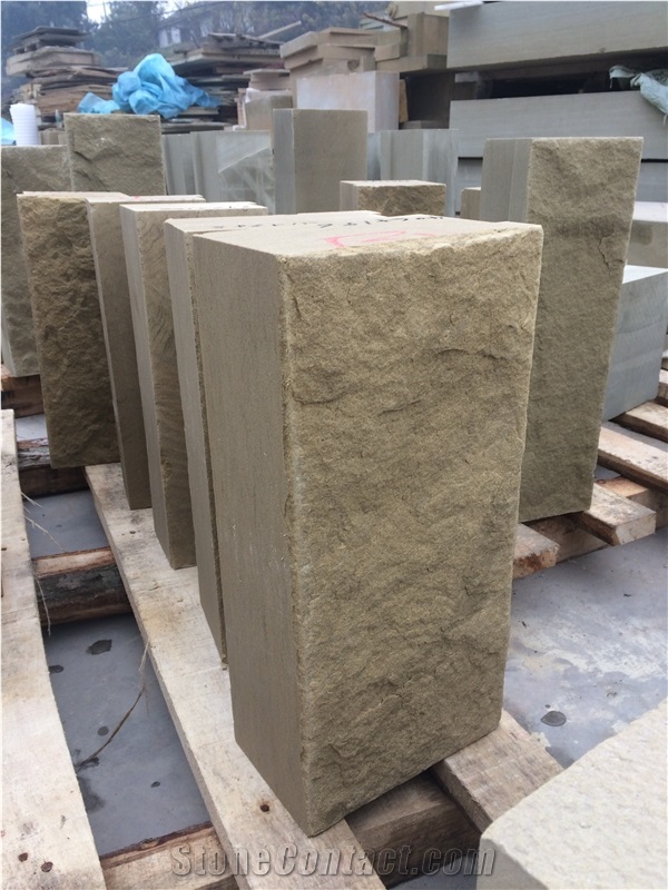 Custom Sandstone Mushroomed Stone Beige Sandstone Mushroomed Cladding