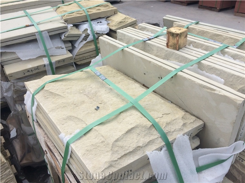 Custom Sandstone Mushroomed Stone Beige Sandstone Mushroomed Cladding