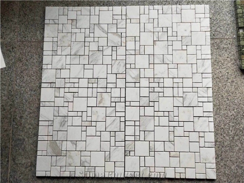 French Pattern White Marble Mosaic Calacatta Gold Polished Mosaic