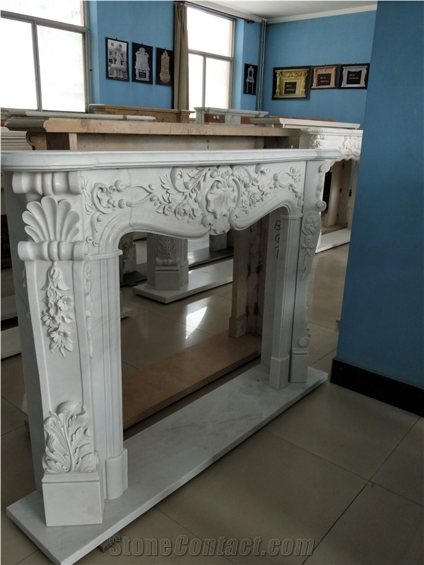 Modern Style White Marble Fireplace Han White Marble Fireplace
