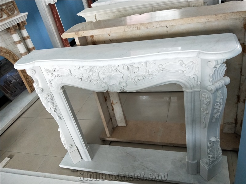 Modern Style White Marble Fireplace Han White Marble Fireplace