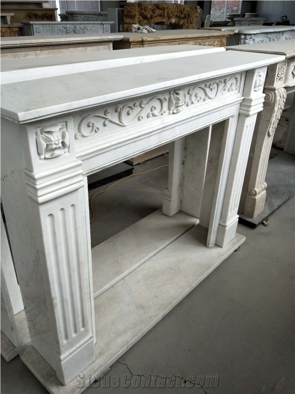 Modern Style White Marble Fireplace Han White Marble Fireplace