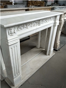 Modern Style White Marble Fireplace Han White Marble Fireplace