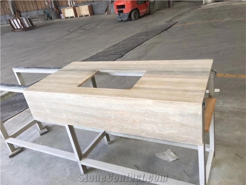 Silver Travertine Bathroom Vanity Top,Travertino Bath Top with Apron