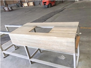 Silver Travertine Bathroom Vanity Top,Travertino Bath Top with Apron