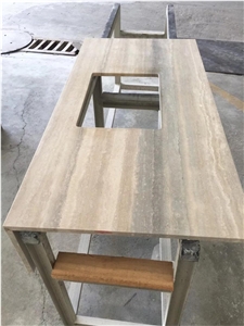 Silver Travertine Bathroom Vanity Top,Travertino Bath Top with Apron