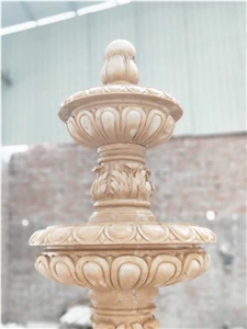 Three Tiers Yellow Limestone Larger Fountain for Garden