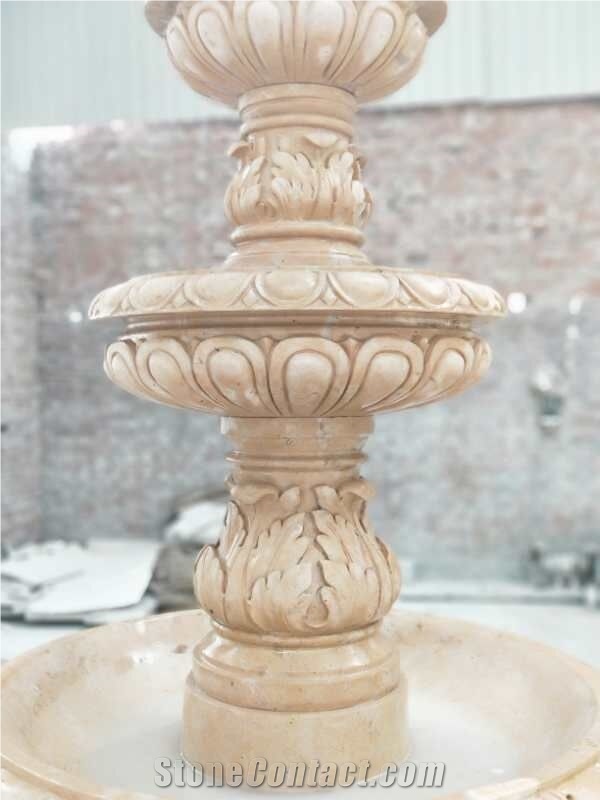 Three Tiers Yellow Limestone Larger Fountain for Garden