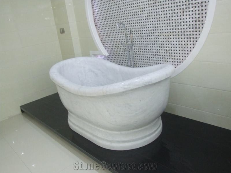 White Carrara Bath Tub Polished White Marble Tubs