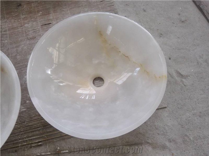 White Onyx Art Sinks,Onyx Basins,Round Stone Sink and Wash Bowls