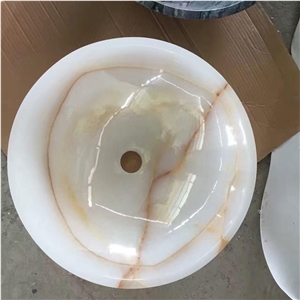 White Onyx Art Sinks,Onyx Basins,Round Stone Sink and Wash Bowls