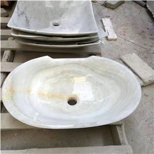 White Onyx Art Sinks,Onyx Basins,Round Stone Sink and Wash Bowls